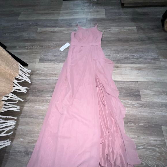 Azazie Cassandra Mauve Pink Maxi Formal Wedding Bridesmaid Dress Small - Picture 4 of 5